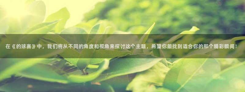  意昂2代理注册：在《的球赛》中，我们将从不同的角度和视角来探